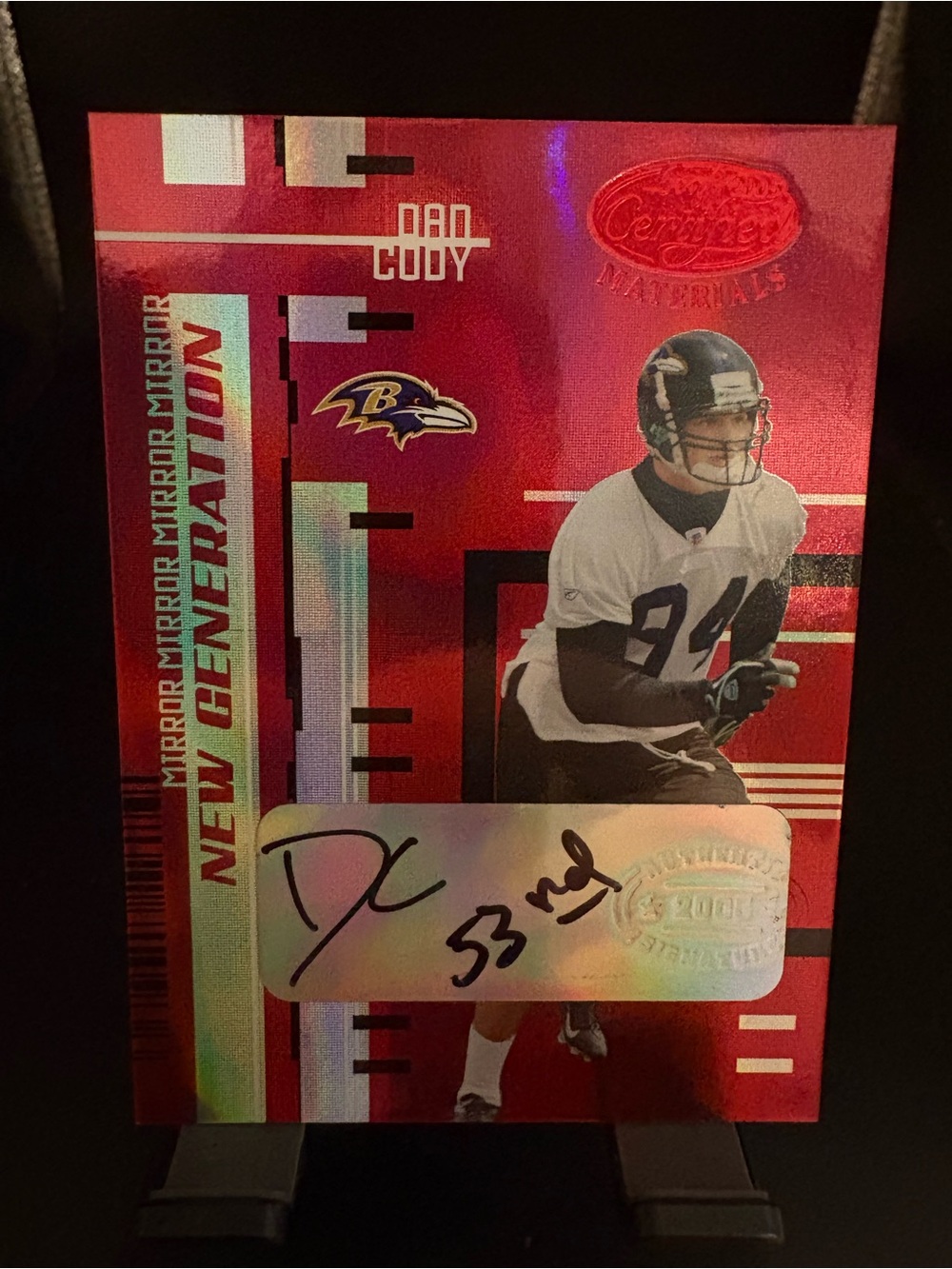 Baltimore Ravens Dan Cody New Generation Mirror Football Card